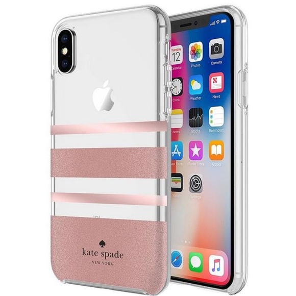 New Kate Spade Sleek Pink Glitter IPhone X Case - Picture 5 of 6